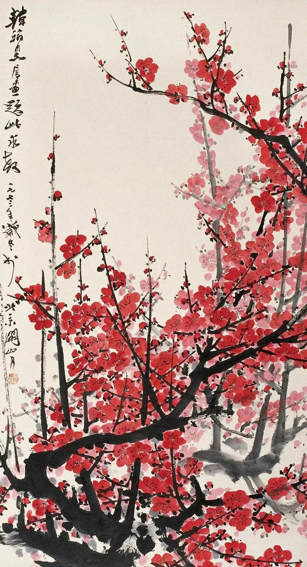 冬天到了，来欣赏关山月笔下繁花似火的梅画吧