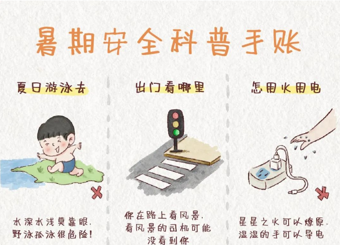 文明健康科普 | 暑假要开始了，给孩子们的安全科普手账来了&rarr;
