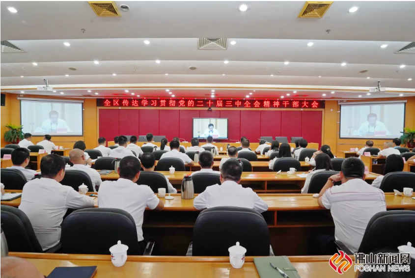 丹灶收听收看全区传达学习贯彻党的二十届三中全会精神干部大会