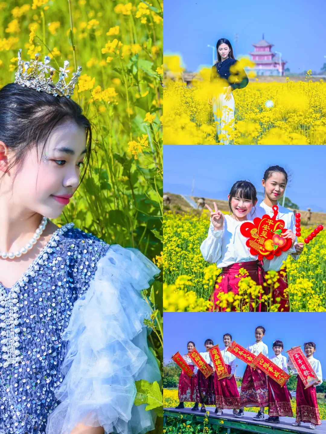 白坭西江畔100亩油菜花田&times;聚贤楼&times;晚霞，一键解锁春日限定大片