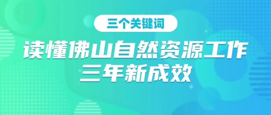 三个关键词，读懂佛山自然资源工作三年新成效