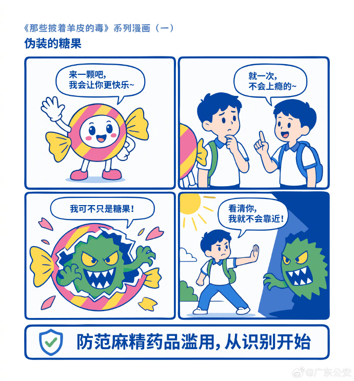 &ldquo;全国防范青少年药物滥用宣传短视频和公益海报征集&rdquo;作品展播：海报《那些披着羊皮的毒》系列海报