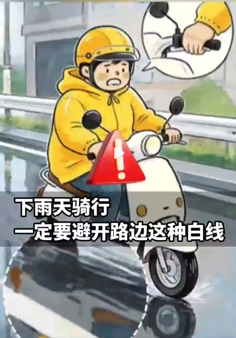下雨天骑行一定要避开路边这种白线