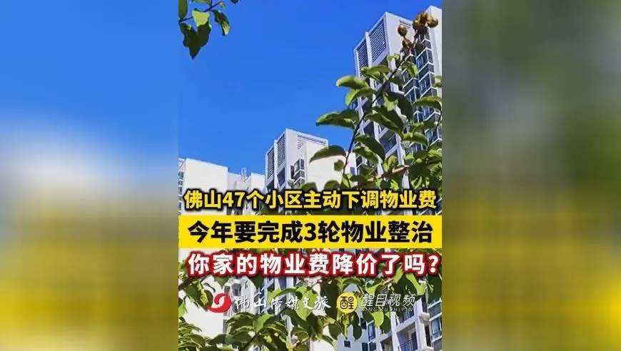 佛山47个小区主动下调物业费，今年将完成3轮物业整治